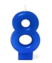 Vela Azul Numero 8 Silver Plastic
