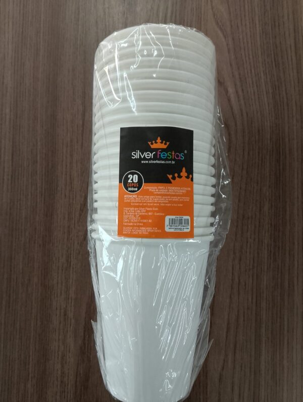 Copo De Papel Branco Silver Plastic 360Ml