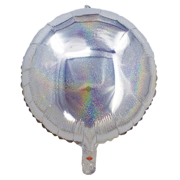 Balao Hologr Redondo N18 Prata Silver Plastic