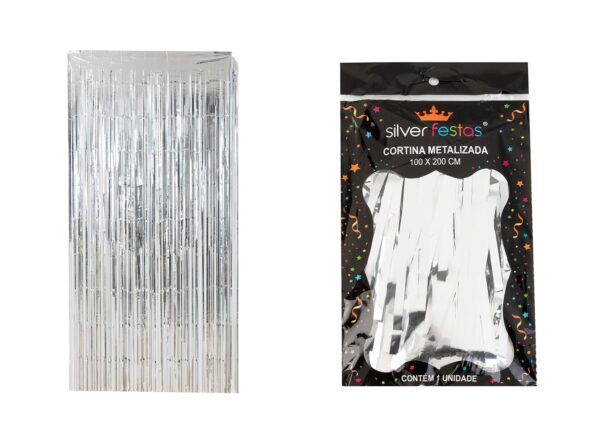 Cortina Metalizada Prata Silver Plastic