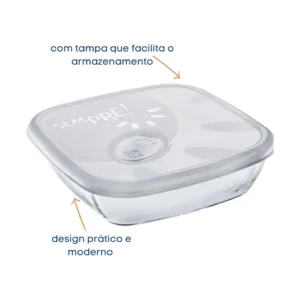 Assadeira de Vidro c/ Tampa Plástica 2,4L – Nadir